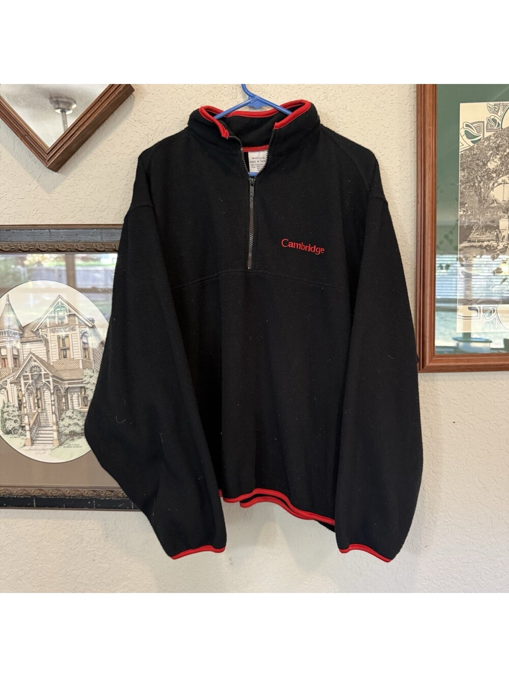 Vintage 90s Cambridge University 1/4 Zip Sweatshirt Pullover Embroidered Size XL